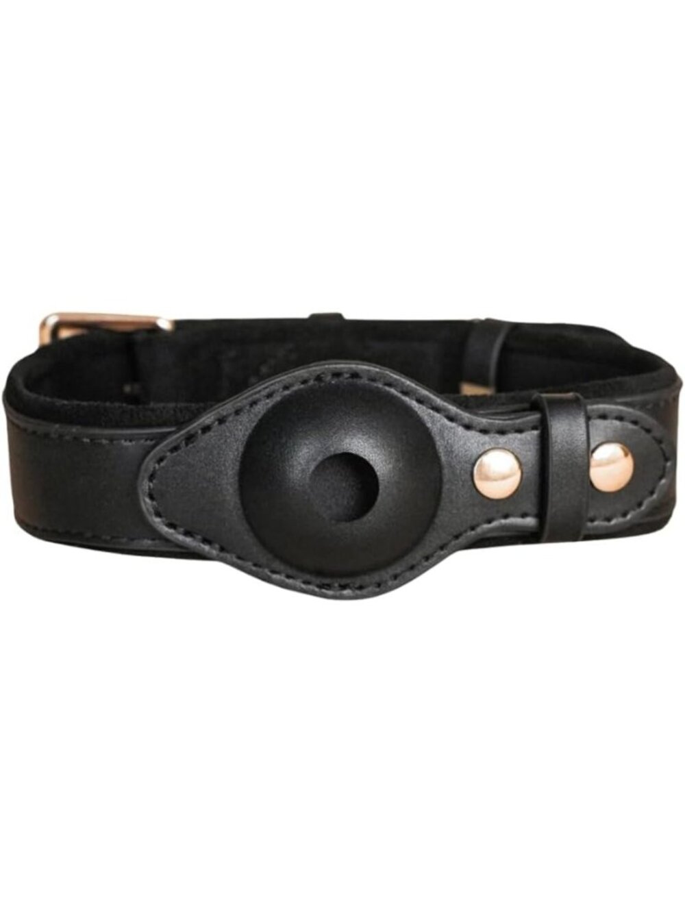 Stylish Genuine Leather Dog Collar with Smart Tag Holder, Adjustable for All